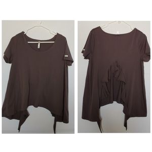 Gray open back blouse